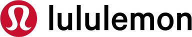 Lululemon logo featuring a stylized A symbol within a red circle next to the brand name.